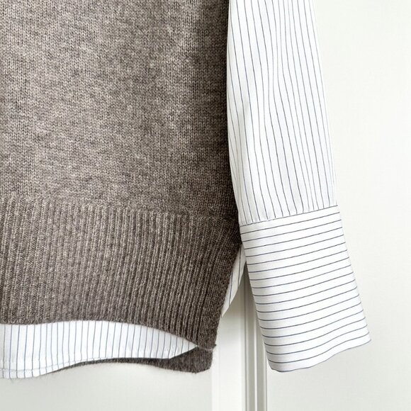 BROCHU WALKER The Looker Layered V-Neck Cashmere Blend Sweater in Gray Size S - Picture 7 of 11